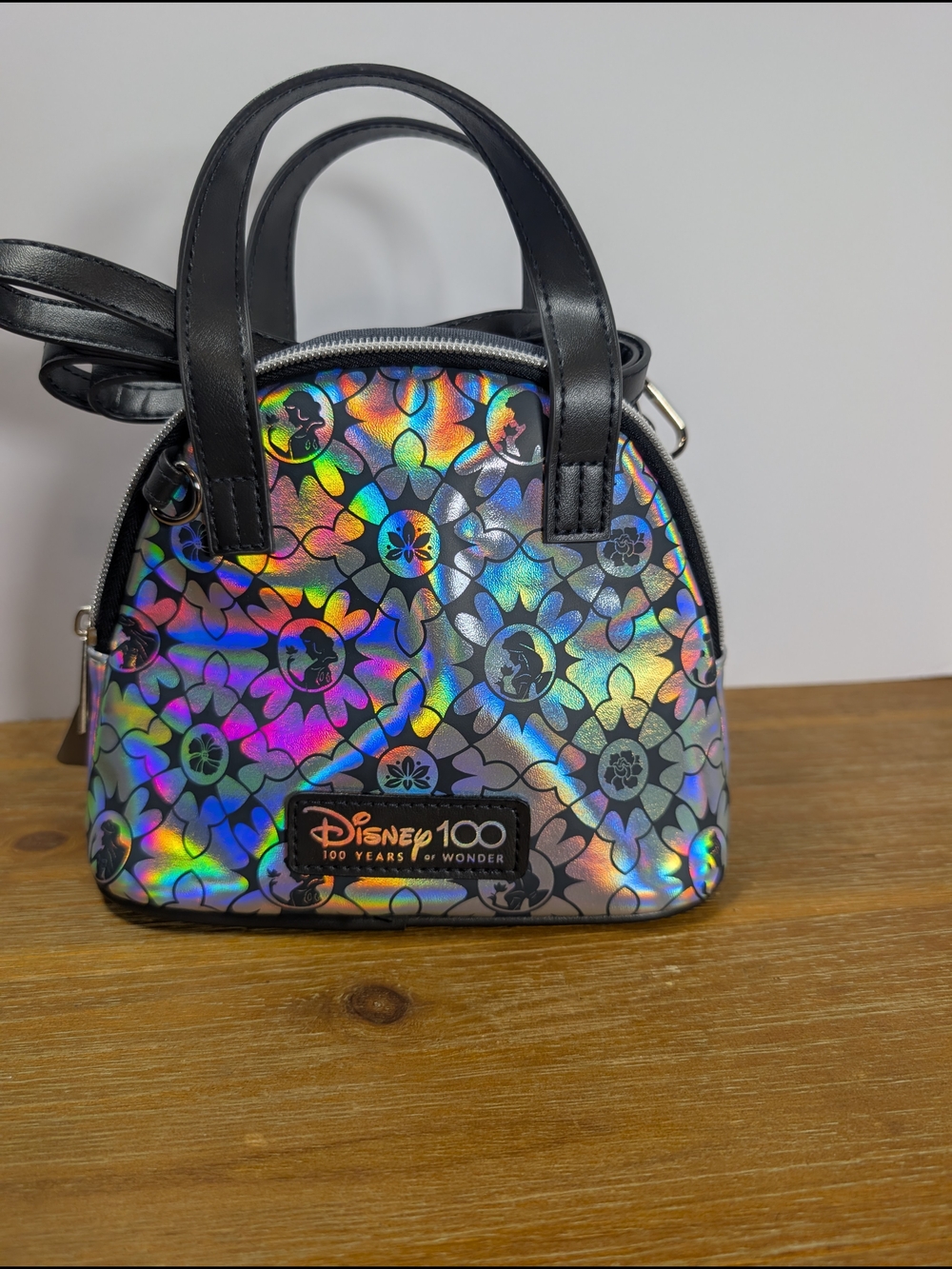 Disney 100 Years of Wonder Holographic Mini Backpack Crossbody Bag NWT